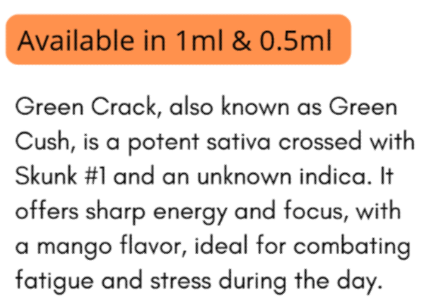 Vape Cart -Sativa -  Green Crack